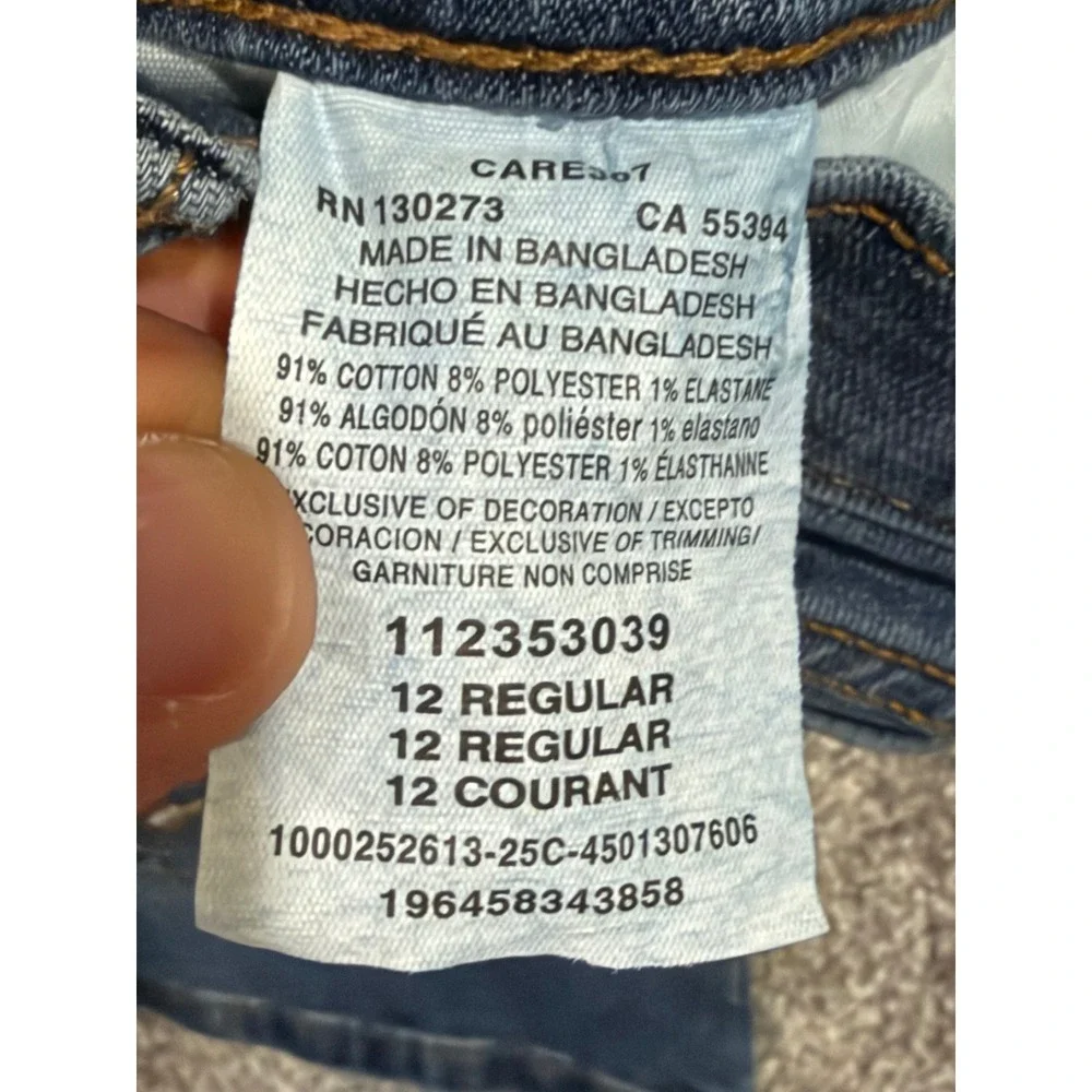 Wrangler Jeans Girls 12 Regular Blue Boot Cut Stretch Denim Embroidered Pockets